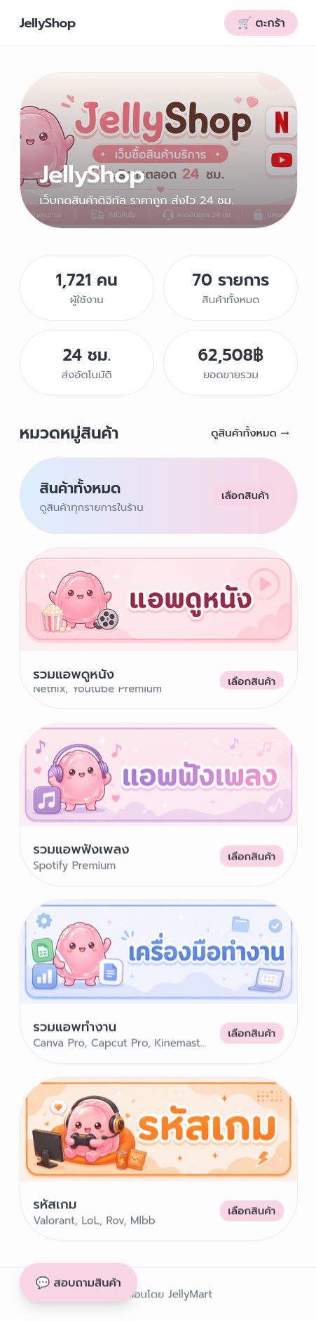 ตัวอย่างหน้าร้านบนมือถือ